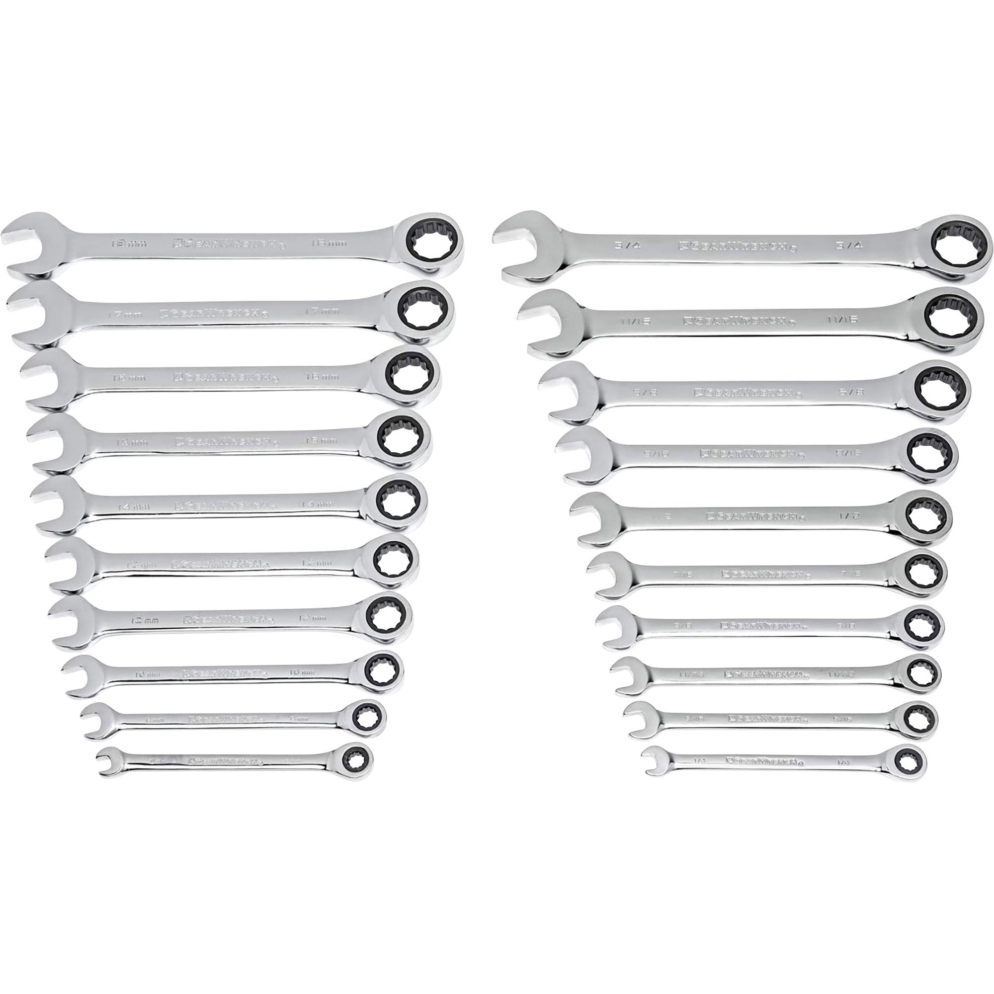 GearWrench Ratcheting Wrench Set — 20-Pc., SAE & Metric, Model# 35720A-02RL